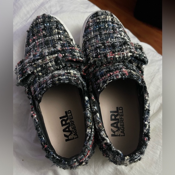 Karl Lagerfeld Tweed Slip-On Trainers - Size 36 - Picture 7 of 9